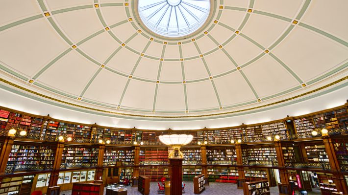 Library with white ceiling