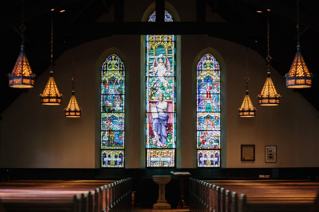 three stained glass windows